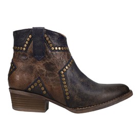 Corral Boots Womens Q5025 Blue Star Inlay & Studs Ankle Zippered Casual Boots Ankle Low Heel 1-2" - Brown - Size 7 M