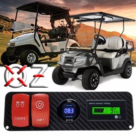OZ-USA Carbon Fiber Golf Ball Holder Cover LIGHTS AUX1 Switch USB Batt Cap EZGO TXT PDS