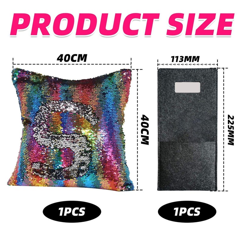 1 Sequin Pillowcase, 1 Felt Bag, Decorative Pillowcase, Rainbow Pillowcase,