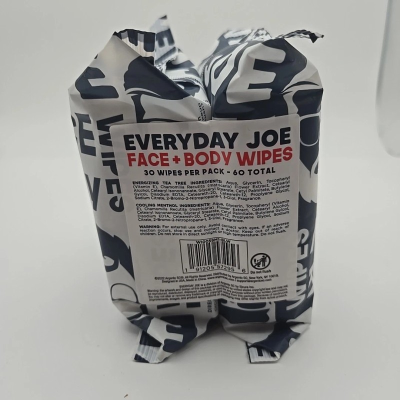 EVERYDAY JOE Face & Body Wipes 2pack 60 Wipes Energizing