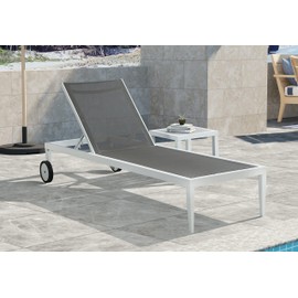 Meridian Furniture 371-E Nizuc Collection Modern | Contemporary Outdoor Patio End Table with Durable Aluminum Frame