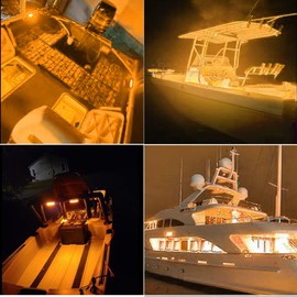 Kingshowstar 2Pcs Marine LED Boat Light,IP68 Waterproof 27LED Boat Interior Deck Lights,Pontoon Transom Stern Navigation Trailer Light,1200LM,10-24V(Amber)