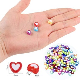 200 Pieces Colorful Heart Shape Acrylic Beads Heart Pony Beads Plastic Loose Beads DIY Jewelry Making Necklace Bracelet Crafting Supplies for Christmas Valentine's Jewelry Making