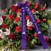 2 Pcs 63x3.8'' Memorial Funeral Sash with Pin, White,Purple, Delicate