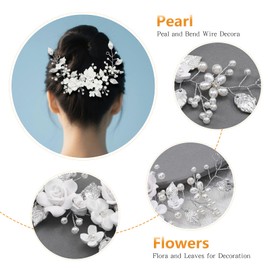 Blume Braut Hochzeit Haar Rebe Perle Stirnband,Kristall Stirnband, Blume Blatt Kopfschmuck,Perle Haarschmuck,Haarschmuck für Damen und Mädchen