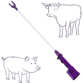 Purple Rechargeable Livestock Prod Waterproof Cattle prod with 23" Flexible Shaft (Total 33 1/2 inch Length)