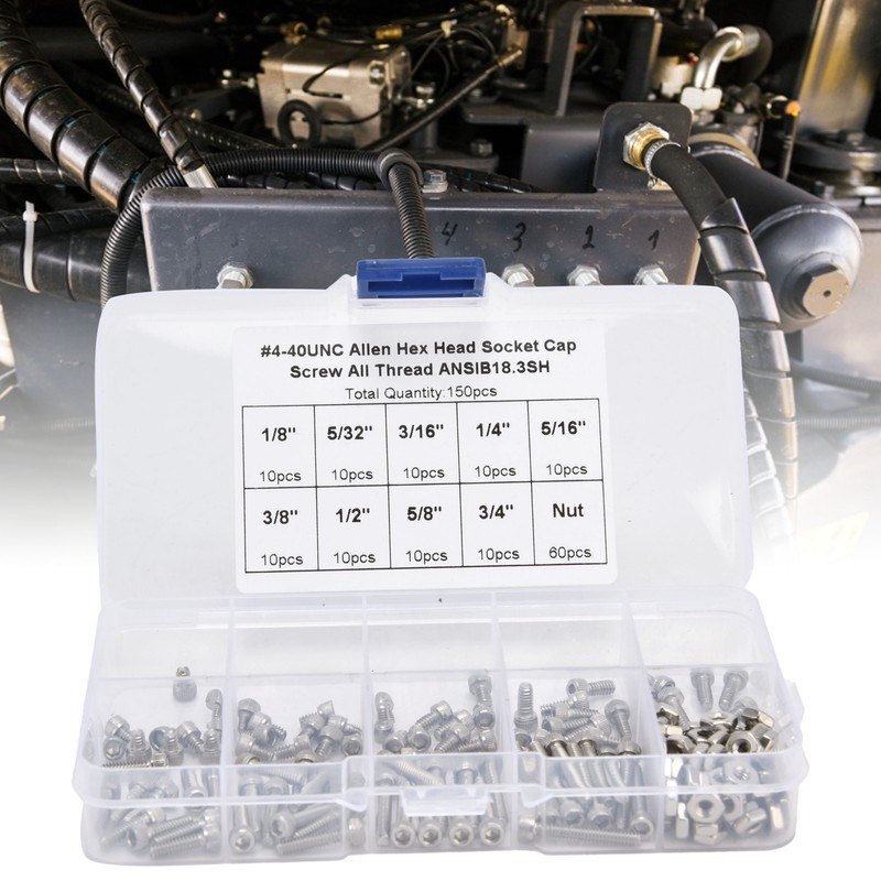 150Pcs Hex Socket Screw Nut Set Stainless Steel CorrosionResistant Industrial