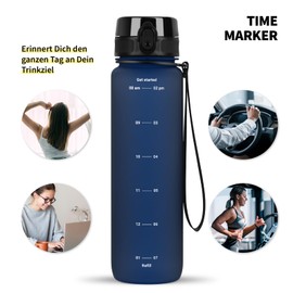 720°DGREE Water Bottle 1 Litre with Motivational Scale "uberBottle" + Strainer - Dense, Lightweight, BPA-Free, Shatterproof - Water Bottle for University, Sports, Fitness, Bike, Outdoor - Tritan