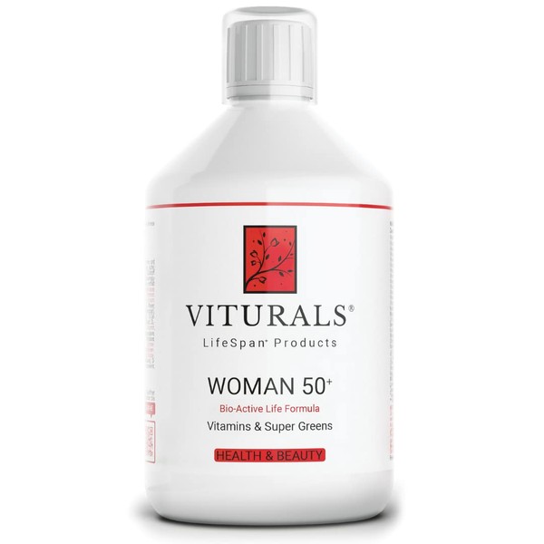 VITURALS WOMAN 50+ Bio-Active Life Formula Micronutrient Concentrate - 500 ml Multivitamin for Women from 50, with Vitamins & Super Greens - All Important Minerals & Trace Elements, Bioactive