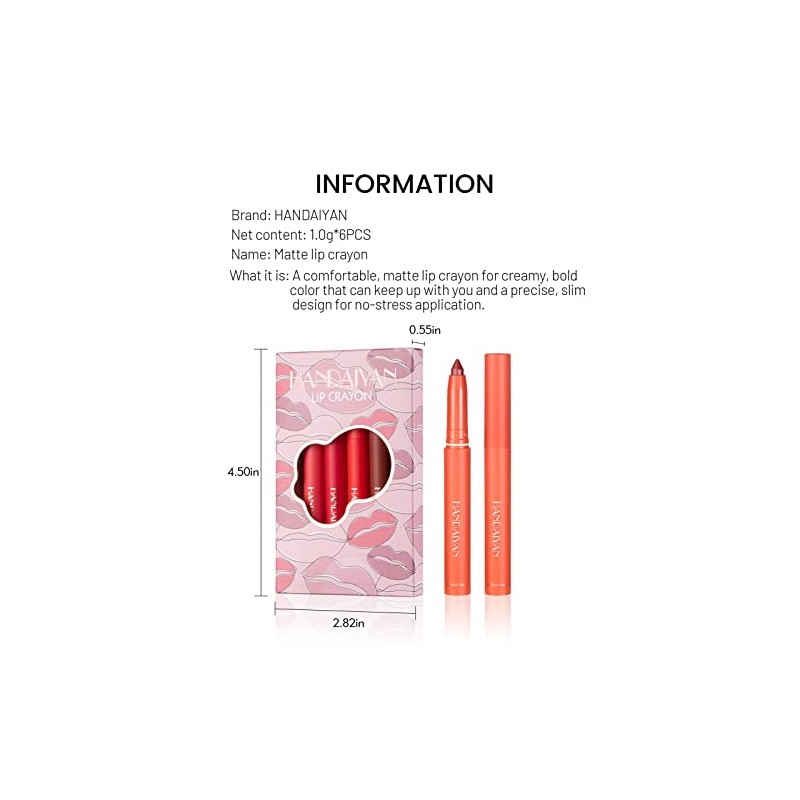 Daconovo Juego de lápices labiales de 6 colores Lápiz labial