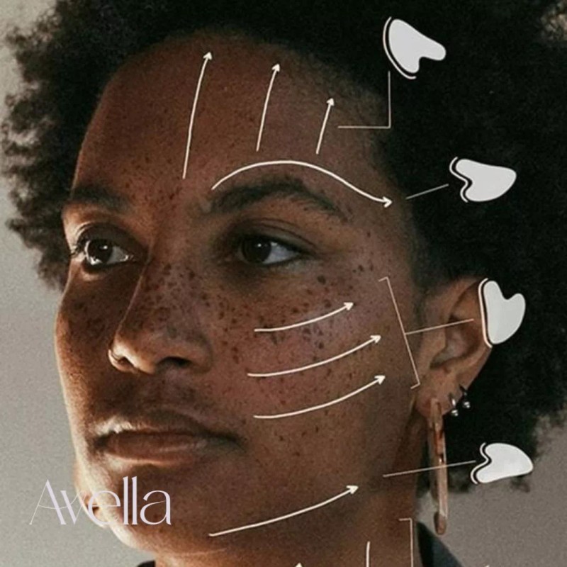 Avella Biotech Beauty Guasha Cuarzo Blanco Masaje Facial Antiedad Piedra