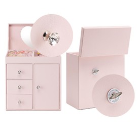 Vlando Musical Jewelry Box with Spinning Ballerina, Girls’ Jewelry Organizer for Necklaces Rings and Hair Accessories, Gift for Girls and Kids, Barely Pink