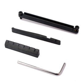 Alnicov Guitar Brigde Saddle Set,Adjustable Lifting Guitar Brigde Saddle Upper Lower Nut Set for 6 String Acoustic Folk,Black