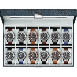 Watch box organizer for men, 12 slot watch display case with glass lid, PU leather watch Storage Mens Watch case, watch holder organizer for men women-12 slot, Brown - Colour: CrocCobaltBlue, Size: 12-Slot