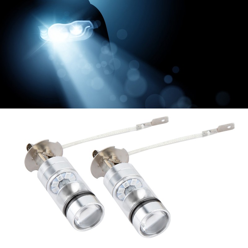 2x H3 6000K Blue 100W LED Headlight Bulbs Kit Fog