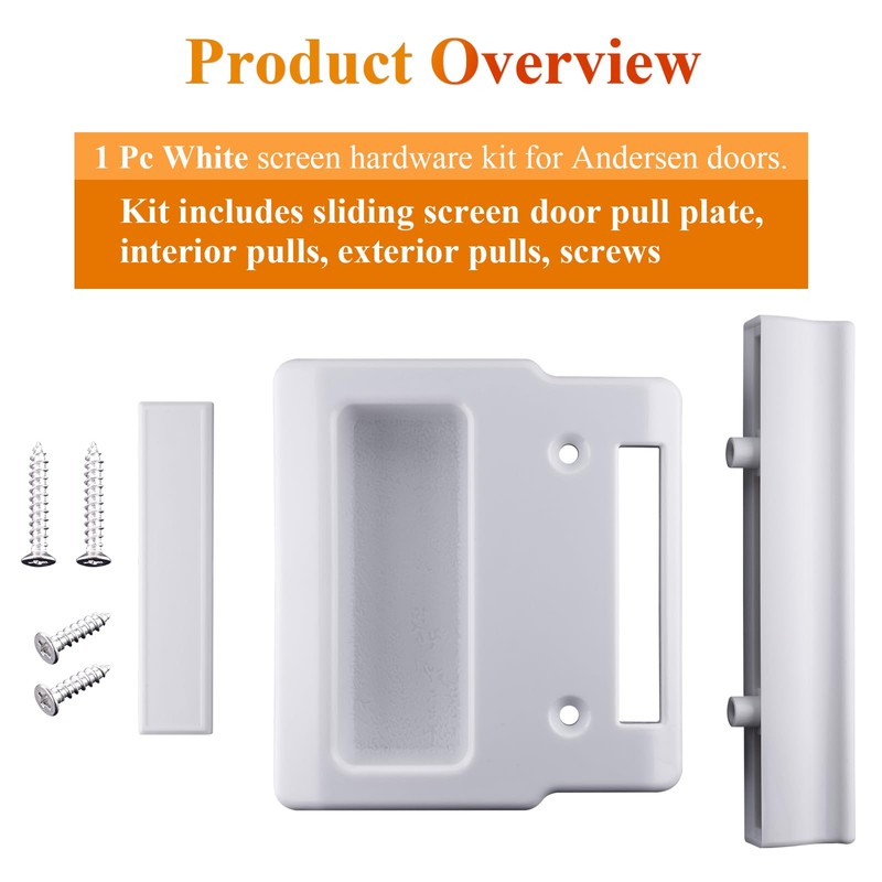 White Screen Hardware Kit for Andersen Doors, Fits Andersen A-Series