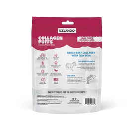 Icelandic+ Collagen Puffs: Baked Beef Collagen with Cod Skin 1.3oz - Small Dog Treats, Crunchy Protein Bites