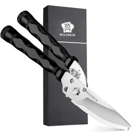 WILDMOK Heavy Duty Poultry Shears - 8.5 Inch Multi-Function Stainless Steel Poultry Outdoor Shears, Ultra Sharp Kitchen Scissors for Outdoor Camp, Black