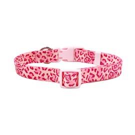 Olahibi Basic Dog Collar, Soft and Durable Polyester Material, Adjustable Length, for Small Dogs.(S, Pink Leopard)