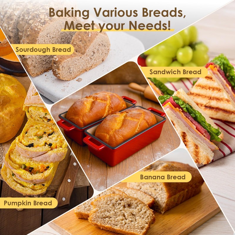 VONATES 2 in 1 Enameled Cast Iron Loaf Pan with