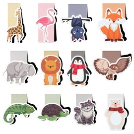 Magnetic Bookmarks, Pack of 12 Bookmarks for Children, Cute Animals Magnetic Bookmark for Students, Boys, Girls, Book Lovers