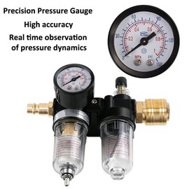 MOCNT 1/4" Air Filter Regulator Air Compressor Moisture Trap Kit Oil Water Lubricator Separator Pressure Reducer Pneumatic Components Processor Brass Quick Connector