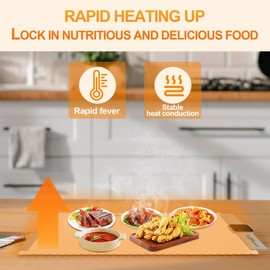 LilHome Silicone Food Warming Mat – Extra Large Heating Mat for Food, Countertop Food Warmer Pad for Parties, Adjustable Electric Warming Tray, Kitchen Heating Mat to Keep Food Warm