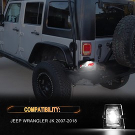 StylinPro LED License Plate Lights Compatible with J-eep Wrangler Jk 2007-2018 JKU Rear Tag Lamp Replacement 68064721AA, 68003487AA, 6000K White LED Bulb