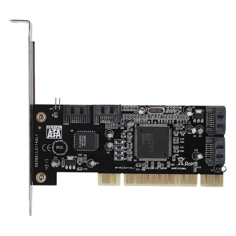 PCI 16X to 4-port SATA Riser Card 5Gbps Sil3114 Master