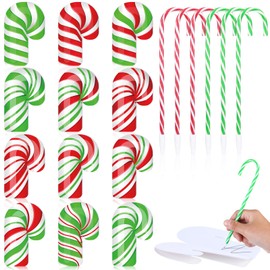 Supervitae 48 Pcs/ 24 Set Christmas Candy Cane Ballpoint Notebook Set Mini Candy Cane Shape Memo Pad Notepads and Ballpoint Bulk for Christmas Stocking Stuffers Holiday Rewards Goodie Bag