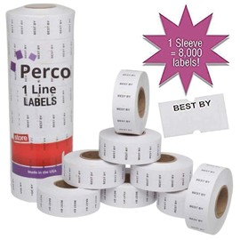 Perco Best by 1 Line Labels - 1 Sleeve, 8,000 Best by Labels for Perco 1 Line Date Guns