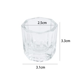 Pokinge 2 Pcs Nail Acrylic Liquid Cups, Mini Glass Nail Cup Crystal Octagon Glassware for Nail Acrylic Powder Practical UV Gel DIY Glass Bowl Cups