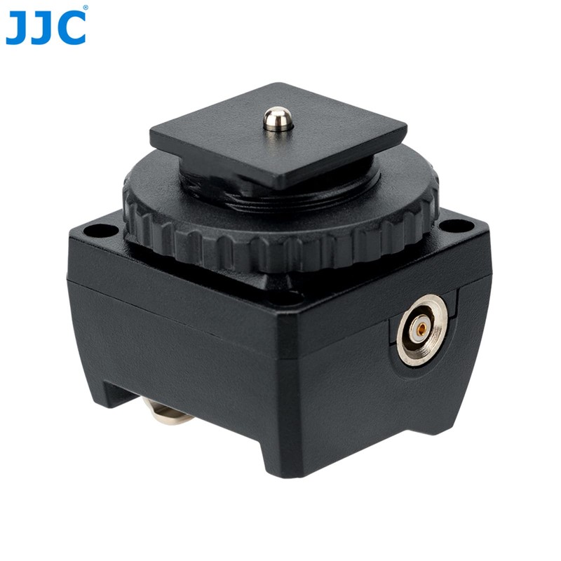 JJC Hot Shoe Mount with PC Sync Sockets and 3.5
