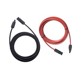 Timunr 1 Pair 15 Ft Solar Panel Extension Cable Wire Connector 12 AWG Wire + Male Female Plug Red and Black