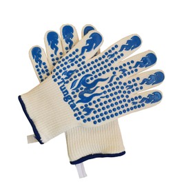 oven gloves heat resistant glove heat resistant bbq proof 11inch 1472℉ bbq glove heat proof for women bbq gloves gift set kitchen gloves for cooking, grilling, baking, soldering (Blue White)