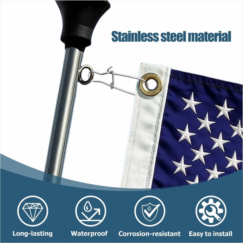 50 Pcs Boat Antennas Flag Pole Clips - Marine Spring