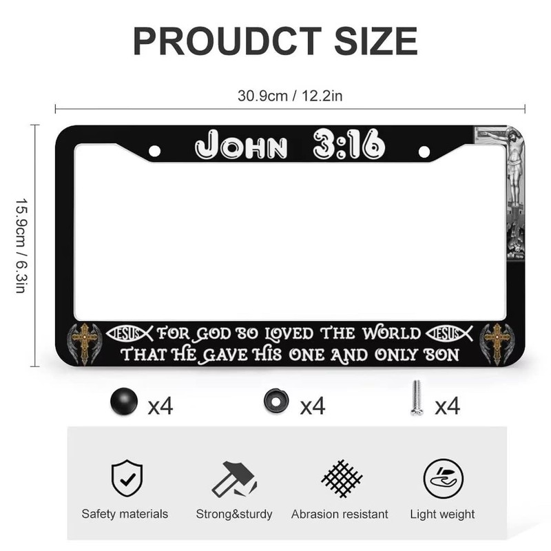 Bible Verses License Plate Frame & Jesus Cross Car Hanging