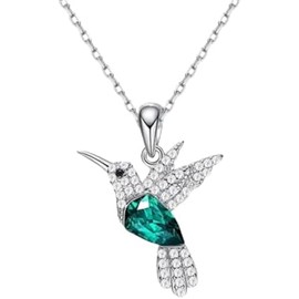 Mayfer Collar de plata esterlina .925 para mujer con dije de colibrí decorado con cristal aústriaco