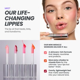 Wonderskin Lip Oil Rehab Serum - Tinted Lip Oil, Hydrating, Moisturizing, and Non-Sticky Coral Pink Tint Serum for Dry Lips (Lover)