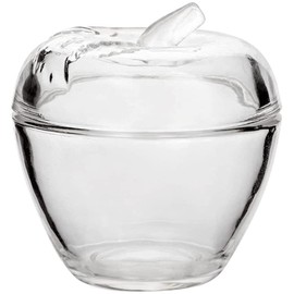 Mozacona GLass Relief Apple Sugar Bowl Candy Dish Food Storage Container with Lid