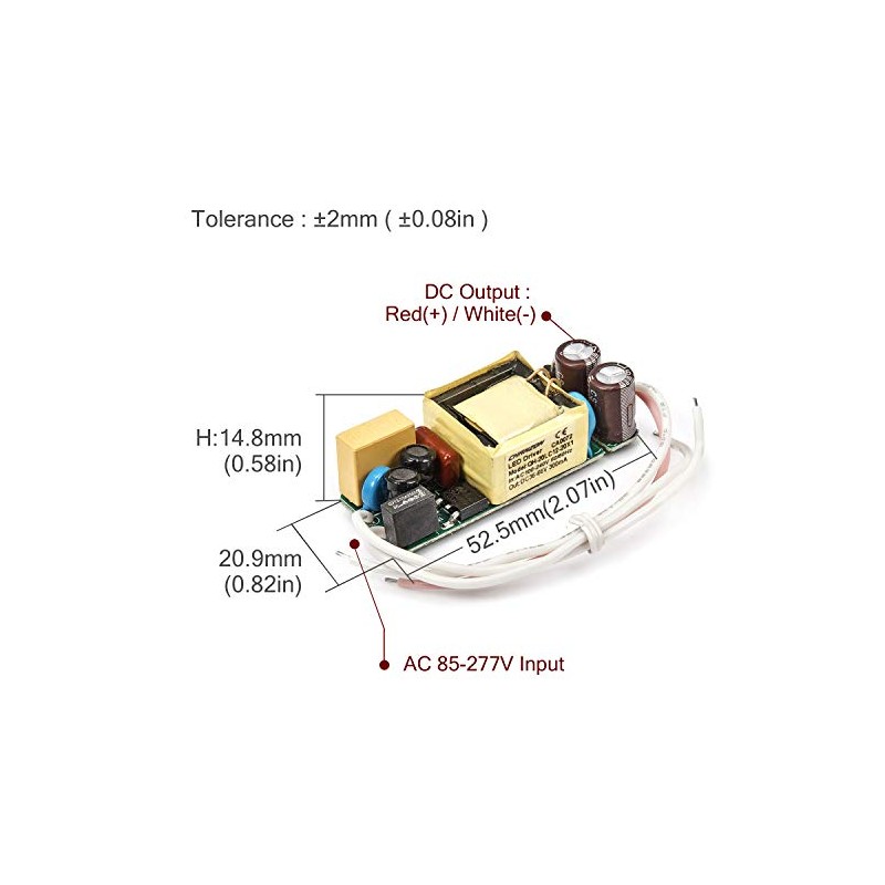 Chanzon LED Driver 300mA (Constant Current Output) 36V-66V (Input 100-240V