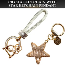 Cute Keychain for Women with Rhinestone Star Shape Key chains, Bling Womens Keychain for Car Keys, Sparkling Keychain Gifts, Gold, 5.1 x 1.2 x 0.6