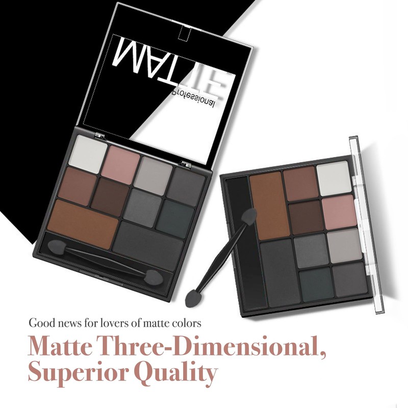 Xumann Smokey Eyeshadow Palette, 10 Eye Shadow Shades Grey Eyeshadow