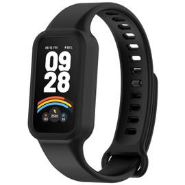 AWADUO Compatible with Xiaomi Smart Band 9 Active Smart Band, Compatible with Redmi Smart Band 3 Replacement Silicone Wrist Strap Bracelet Band Soft And Durable Watch Accessories(Black)