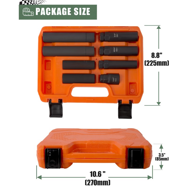 Spline Lug Nut Socket Set 8-Piece for Easy Removal of