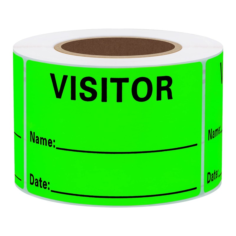 Hycodest Visitor Pass Stickers Identification Labels Fluorescent Label (Green)