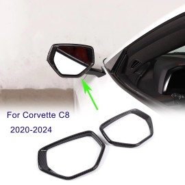 auguisy-motortrim ABS Side Rearview  Mirror Frame Trim Carbon Fiber Look For Corvette C8 2020-2024