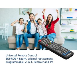 Edision Universal Remote Control EDI-RCU 4 Learn, Original, Programmable, 2-in-1 TV & Receiver, Picco T265, Picco T265+, Nano T265+, Picco T265 Pro, Ping T2/C, Proton S2, Picco T2
