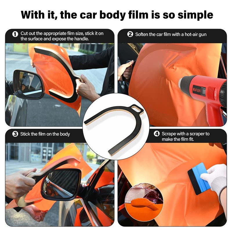 FOSHIO Mirror Wrap Tool Wood 15inch U-Sharp Bumper Car Vinyl