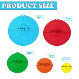 Bofanze 7 Stück Silikon Deckel Universal Kitchen Silikon Deckel Silikon Seal Frischhaltedeckel Silikon Saugnapf Deckel Abdeckung Wiederverwendbare Deckel für Tassen, Schüsseln,Pfannen(5 Größen)